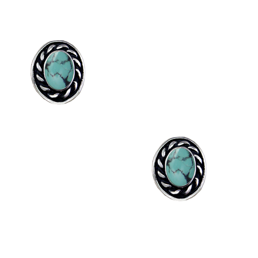 Sterling Silver Little Chinese Turquoise Post Stud Earrings